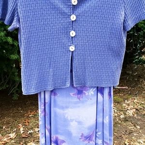 R & K Originals Maxi Dress Lavender Print Size 14